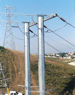 Горячее погружение galvnaized высота Поляка электричества 8m для передающей линии 132KV 2